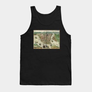 Antique City Map of Constantinople , Istanbul by Braun and Hogenberg Tank Top